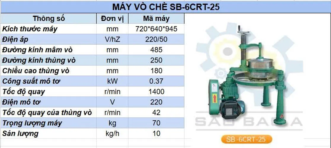 Máy vò chè xanh 10kg/giờ