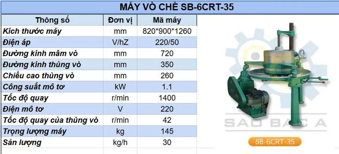Máy vò chè xanh 30kg/giờ