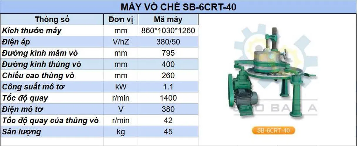 Máy vò chè xanh 45kg/giờ