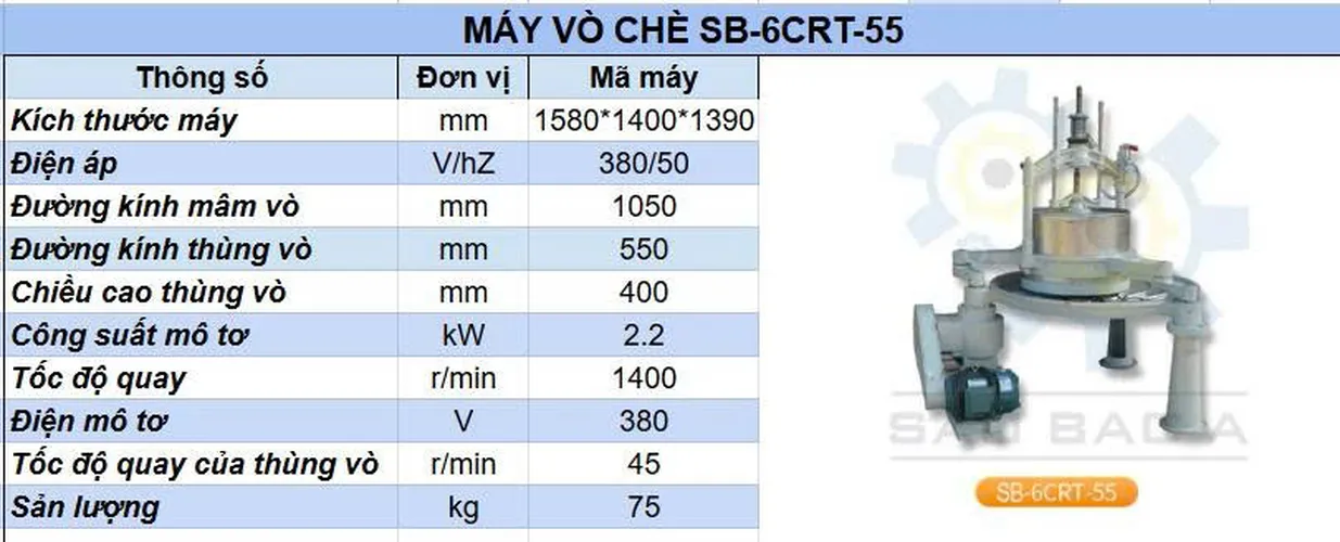 Máy vò chè xanh 75kg/giờ