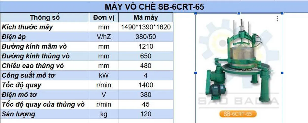 Máy vò chè xanh 120kg/giờ